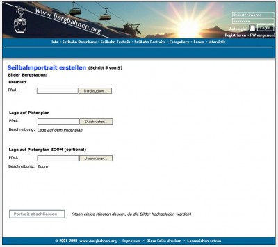 An dieser Stelle muss man sein Titelblatt und einen Pistenplan mit eingezeichneter Anlage einbauen. Hier könnte man auch noch eine Anlagenbeschreibung einbauen (ein Text), dieser hätte aber den Nachteil, dass man diesen "manuell" übersetzten müsste.